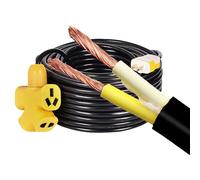 2-Core Extension Cable With Plug And Socket, 1.5mm²/2.5mm²/4mm², Outdoor Waterproof PVC Wire With Dust Cap & Cable Clips, Yellow/Black(Black,16ft,2c-4mm2)