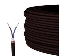 2 Core Fabric Braided Electrical Cable 10m 0.75mm Italian Flex Dark Brown