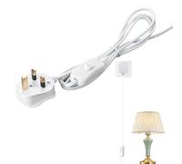 2 Core Table Lamp Pre-Made Cable,Table Lamp Cable With Switch with Inline Switch 1.8 Meters,2-Core Ta ble La mp Cable,250V 6A Light Switches,UK Plug Light Switches with 13A Fused(White)