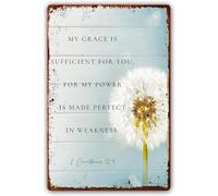 2 Corinthians 12 9 Wall Art Metal Signs My Grace Is Sufficient For You Bible Verse Wall Art Scripture Print Christian Poster Decorations Painting Pictures For Dinner Room 8x12 Inch
