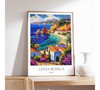 2 Costa Blanca Poster Spain Poster Beach Poster Mediterranean Poster Coastal Decor European Pos A4 Poster on Canvas - Wall Art Home Decor Movie Poster Canvas Film Cinema Retro Vintage Cult Classic No