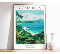 2 Costa Rica Poster Costa Rica Travel Print North America Travel Art Tropical Decor Floral Art A2 Poster on Canvas - Wall Art Home Decor Movie Poster Canvas Film Cinema Retro Vintage Cult Classic Nos