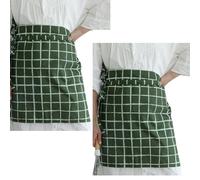 2 Cotton Bistro Half Apron with Pockets Craft Waist Apron for Cooking Baking Gardening Art PaintingGreen,One Size
