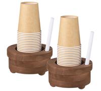 2 Count Wooden Cup Holder With Marker Slot, Organizer For Disposable Cups, Compact Stand For Countertop Use In Kitchen, Bathroom, Events, 5.4 X 2.8 In