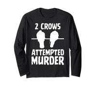 2 Crow Raven Attempted Murder Bird Meme Funny Crow On Branch Long Sleeve T-Shirt