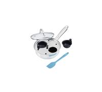 Cooks Professional 2 Cup Stainless Steel Egg Poacher Pan with Spatula, Glass Lid, Non-Stick Coating & Stay Cool Handles | Versatile Egg Poaching or Sauté Cooking Pot | All Hobs Compatible & Oven Safe