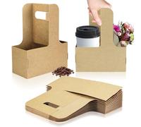 2 Cup Disposable Drink Carrier for Delivery with Handle,15 Count Kraft Paperboard Cup Holder,Cup Carriers for Hot or Cold Drinks,Coffee Carrier, Food Delivery,Take Out Cup Carriers (Brown, 15 PCs)