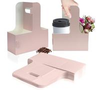 2 Cup Disposable Drink Carrier for Delivery with Handle,15 Count Pink Paperboard Cup Holder,Cup Carriers for Hot or Cold Drinks,Coffee Carrier, Food Delivery,Take Out Cup Carriers (Pink, 30 PCs)