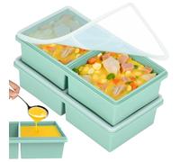 2 cup Silicone Freezer Trays with Lids, Silicone Soup Freezer Molds, Easily prepare portioned meals, Great for storing soups, lasagna, leftovers, sauces and other dishes, Dishwasher, Oven Safe