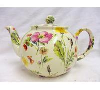 2 cup teapot in "Meadow Flowers" design by Heron Cross Pottery.