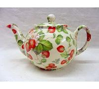 2 Cup teapot in Small Strawberry Chintz Design by Heron Cross Pottery.