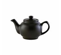 2-Cup Teapot - Small Ceramic/Glass Tea Pot for Loose Leaf, Herbal, Green, and Black Tea, Heat-Resistant and Compact for Home, Office, and Travel (MATT Black)