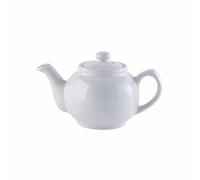 2-Cup Teapot - Small Ceramic/Glass Tea Pot for Loose Leaf, Herbal, Green, and Black Tea, Heat-Resistant and Compact for Home, Office, and Travel (White)