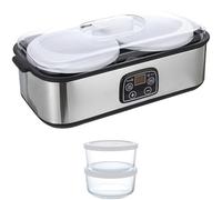 2-Cup Yogurt Maker with 67.6 oz / 2 L Capacity, Machine for Jam, Ice Cream, and Pudding, Homemade Yogurt Fermenter with Digital Display, Includes Glass Jars and Lids, 14.5 x 5.7 x 3.1 in