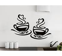 2 Cups Coffee Love Kitchen Wall Tea Vintage Sticker Vinyl Decal Art Restaurant Pub Decor