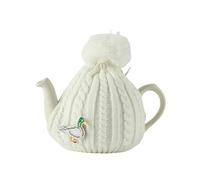 2 Cups Tea Cozy with Embroidery Patch, 500-600ML Cute Style Teapot Cozies Insulated Teapot Cover Keep Warm Home Kitchen Table Decorative Accessories Tea Kettle,Not Include Teapot，White Duck