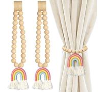 2 Curtain Tie Backs, Rainbow Tassel Pendant Magnetic with Curtain Tiebacks