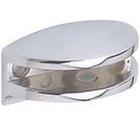 2 CURVED POLISHED CHROME GLASS SHELF CLAMP SUPPORT BRACKETS (SUKI)