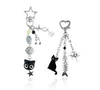 2 Cute Keychains, Keychains, Fun Black Cat Keychains, Black Cat Pendants, Gifts for Cat Lovers.