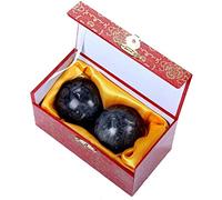 2'' Dark Grey Marble Baoding Health Stress Exercise Balls Chinese Exercise Stress Balls Craft Collection (bag-packed)-1.4'' Box Package
