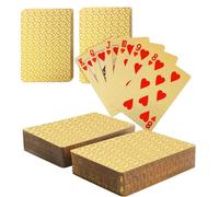 2 Deck Gold Playing Cards - 54 Cards HD Waterproof Plastic Poker Cards, Standard Size Index for Blackjack, Euchre, Canasta, Pinochle Card Game, Casino Grade