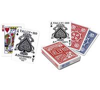2 DECKS OF TALLY HO No 9 ORIGINAL FAN BACK PLAYING CARDS RED AND BLUE