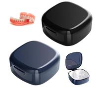 2 Denture Bath Case Portable Denture Box Retainer Denture Box Plastic False Teeth Bath Box Braces Box Denture Cleanning Set Dentures Container with Strainer for Storing Soaking Dentures