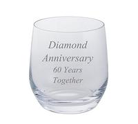 2 Diamond Anniversary 60 Years Together Pair of Dartington Tumblers Brandy Glasses
