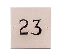 2 Digit Square Limestone House Number Plaque 15x15cm | Natural Stone Engraved Address Sign | Weatherproof V-Carved Door Number Plate | Outdoor Home Signage by Signs & Numbers