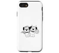 2 Dogs Angels Hell Devil Satan Heaven Conscience Cartoon Fun Case for iPhone SE (2020) / 7/8