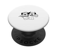 2 Dogs Angels Hell Devil Satan Heaven Conscience Cartoon Fun PopSockets Adhesive PopGrip