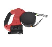 2 Dogs Retractable Leash with Flashlight, Dual Control 9.8 ft / 3 m, Wind-Free Double Leash for Small Breeds, Red