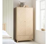 2 Door 1 Drawer Oak Brown Wooden Wardrobe Birlea Herringford
