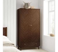 2 Door 1 Drawer Walnut Wardrobe Birlea Herringford Chevron Parquet