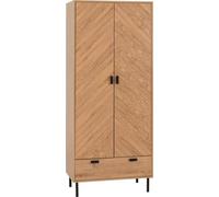 2 Door 1 Drawer Wardrobe Leon Medium Oak Effect Herringbone Bedroom Storage