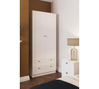 Fwstyle 2 Door Wardrobe With 2 Drawers Panelled Design White, White