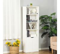 HOMCOM 2 Door 4 Shelves Bookcase Storage Cabinet Display Unit White, White