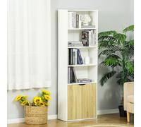 2 Door 4 Shelves Tall Bookcase Modern Storage Cupboard Display Unit for Living Room Study Bedroom Home Office Furniture White and Oak