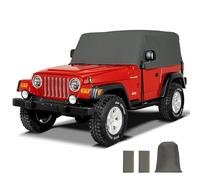 2 Door Cab Car Cover, Compatible with 1976-2006 Jeep Wrangler TJ, YJ, JK, CJ, Waterproof Sun Shade, Half with Wind-Resistant Quick Release Buckle Tie-Down Straps, Gray Protect car paint