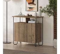 Dark Oak 2 Door Sideboard Modern Furniture Metal Frame Separated Shelf