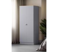2 Door Double Wardrobe Matt Grey Oak Top Bedroom Furniture FWStyle Grey One Size