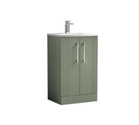 2 Door Floor Standing Vanity Unit Curved Basin Green 500mm Balterley Green One Size