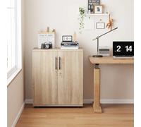 2 Door Locking Office Storage Cabinet Wooden Filing Cupboard Sonoma Oak