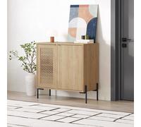 2 Door Sapphire Oak Sideboard Laser Cut Door Black Metal Legs