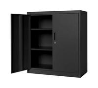 2 Door Office Filing Cabinet 3 Layers Lockable Storage Cupboard Black