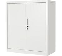 2 Door Office Filing Cabinet 3 Layers Lockable Storage Cupboard White
