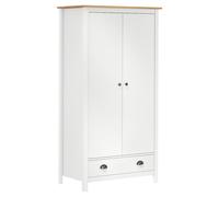 vidaXL Solid Wood Pine 2-Door Wardrobe Hill White 89x50x170 cm Clothes Cabinet