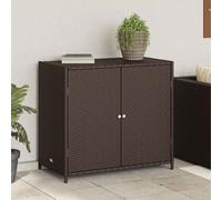 2 Door Rattan Garden Storage Cabinet Outdoor Storage Cupboard, Steel Frame Unit