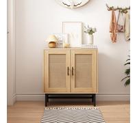 2 Door Ratten Storage Cabinet,wooden Buffet Sideboard, Space-Saving Organizer Rack For Living Room,bedroom, Kitchen
