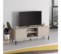 2 Door Sandstone Curved TV Unit Stand FWStyle Beige One Size